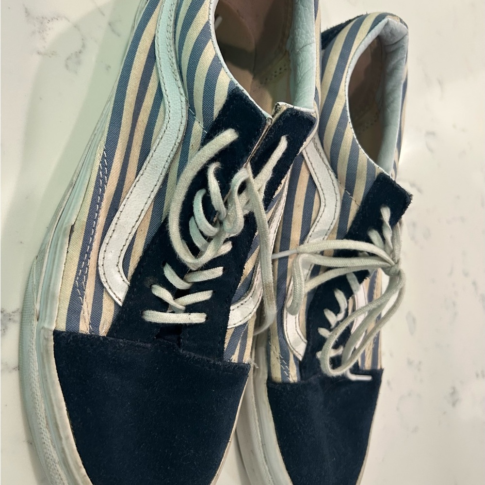 VANS Navy and White Striped Women's Sneakers